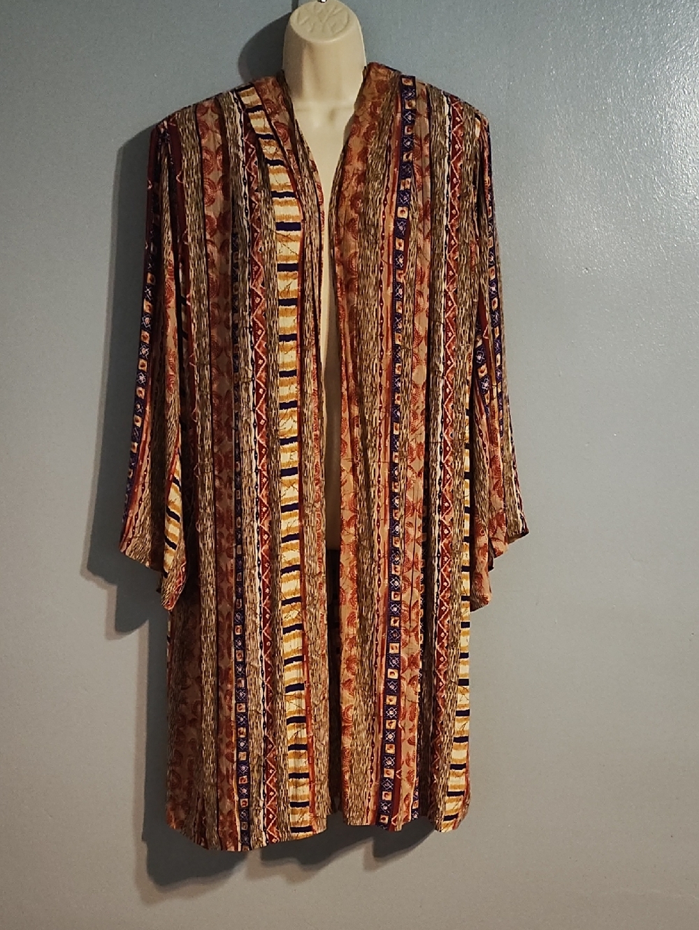 Boho Striped Open-Front Cover Up  in Multicolor